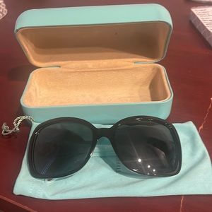 Tiffany & Co. Black/Teal Tf4029 8055 Interlocking Silvertone Hardware Sunglasses